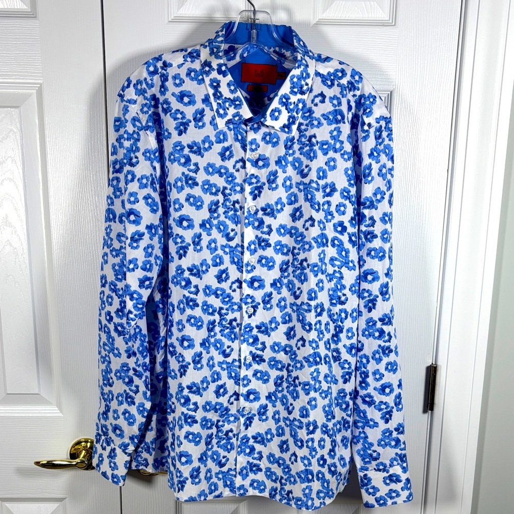 Elie Balleh Milano Italy Slim Fit Floral Blue XXL